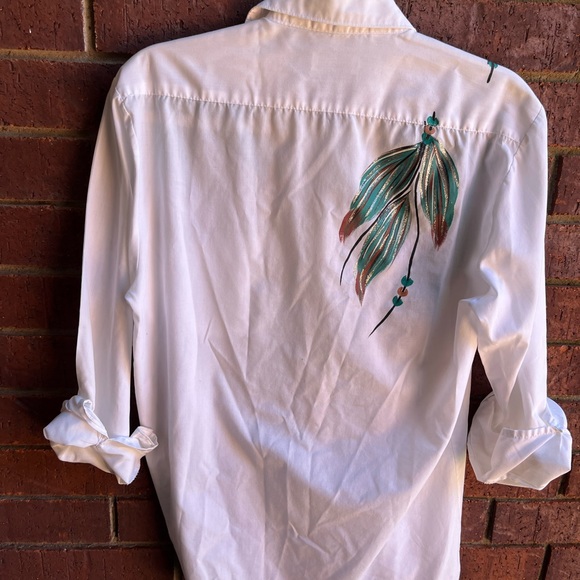 Vintage MODIT custom art painted southwestern print white button up shirt Small - Picture 7 of 11